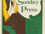 an advertisement for the philadelphia sunday press featuring a woman in a dress