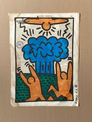 Keith HARING (1958-1990) Dessin de techniques mixtes sur une…
