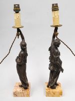 Paire de pieds de lampe en bronze à patine brune figurant de… (photo 4)