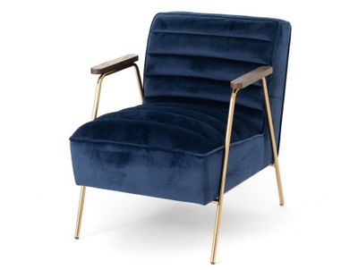 Fauteuil en velours bleu nuit et laiton dimensions: 60x76x73…