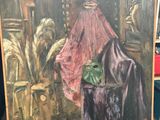 un tableau représentant une femme assise sur une chaise dans une pièce
