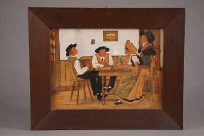 ECOLE ALSACIENNE. Scène de taverne.