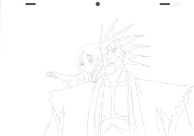 drawing of a man and a woman standing on a cliff