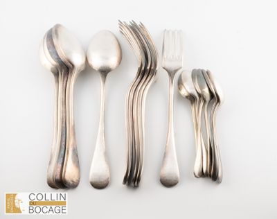 Lot comprenant six fourchettes, six cuillères à soupe, six c… - Photo 1