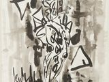 l'image d'un dessin représentant un homme sur une croix, sur une feuille de papier
