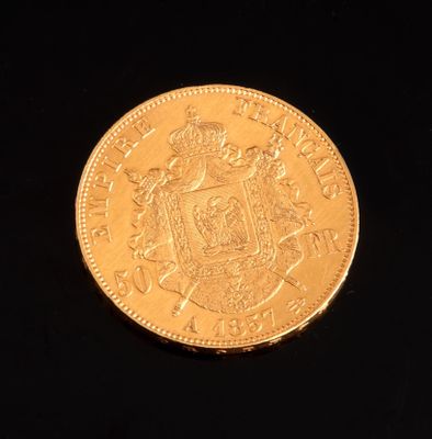pièce de 50 francs or Napoléon III tête nue de 1857 A - Photo 1