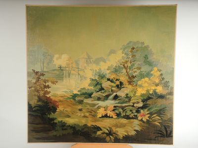 un tableau accroché au mur au-dessus d'un banc dans une pièce