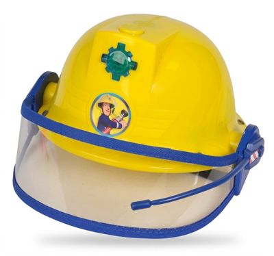 un gros plan sur un casque de chantier jaune muni d'une sangle bleue