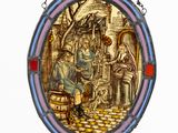 a picture of a stained glass hanging on a wall