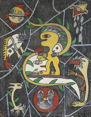 an image of a painting of a woman sitting on a chair