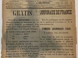 an old newspaper with french writing on it and a black and white image