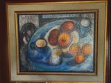 a picture of a painting on the wall of a restaurant