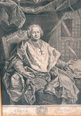 painting of a man sitting in a chair in front of a table