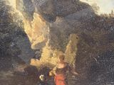 a painting of a man and a woman by a fire