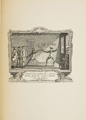 an old book with a drawing of a man holding a sword