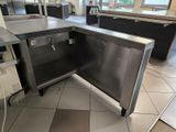 a stainless steel counter in a commercial kitchen