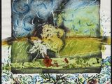 an image of a picture of a painting of a box with flowers on it
