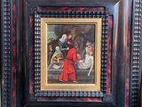 une image représentant un tableau où l'on voit un homme vêtu d'une robe rouge et une femme portant une robe rouge