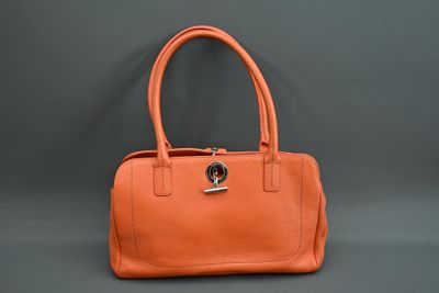 Didier Lamarthe - Sac en cuir grainé orange, porté main ou é…