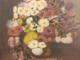 une peinture de fleurs dans un vase sur une table
