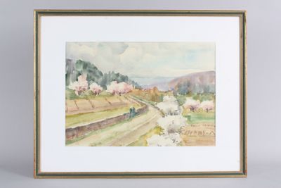 Lucienne FROCHOT (1913-2011) : paysage de printemps.