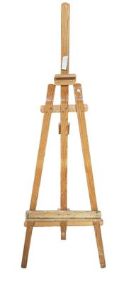 a wooden easel on a white background with a white background