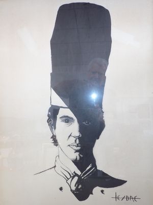Portrait de cuisinier, estampe, SBD, datée 82, 74 x 54cm