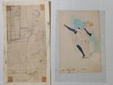 two drawings of a man and a woman on a sheet of paper