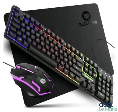 a close up of a keyboard and mouse on a mouse pad