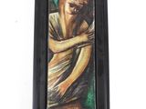 painting of a woman holding a baby in a black frame