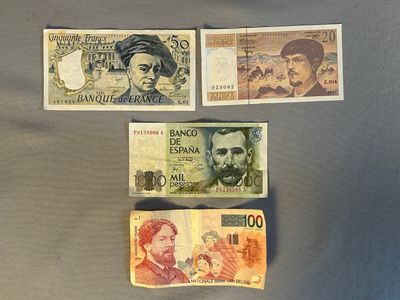 trois billets de banque différents portant l'image d'un homme et d'une femme