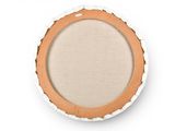 an overhead view of a pie crust on a white surface