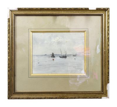 an image of a picture of a painting of boats in a body of water
