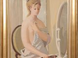 un tableau représentant une femme assise devant un miroir