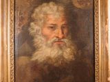 portrait d'un vieil homme à la barbe blanche, dans un cadre doré
