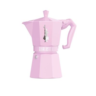 une illustration représentant une cafetière rose sur fond blanc