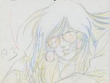 drawing of a girl with glasses and a heart shaped balloon in her hand
