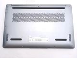 a close up of a silver laptop with a white background