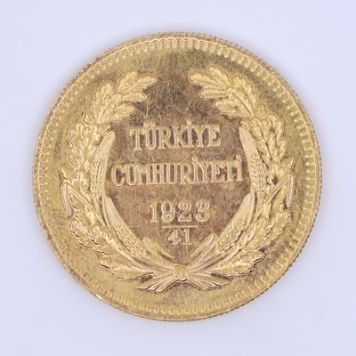 une image représentant une pièce d'or sur laquelle figure le mot « turkey »