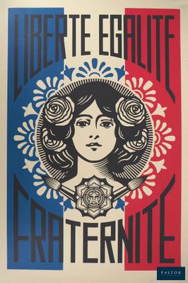 une affiche représentant une femme avec une rose dans les cheveux