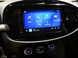 the dashboard of a car with a blue screen on it