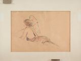 drawing of a woman in a bathing suit with a parasol