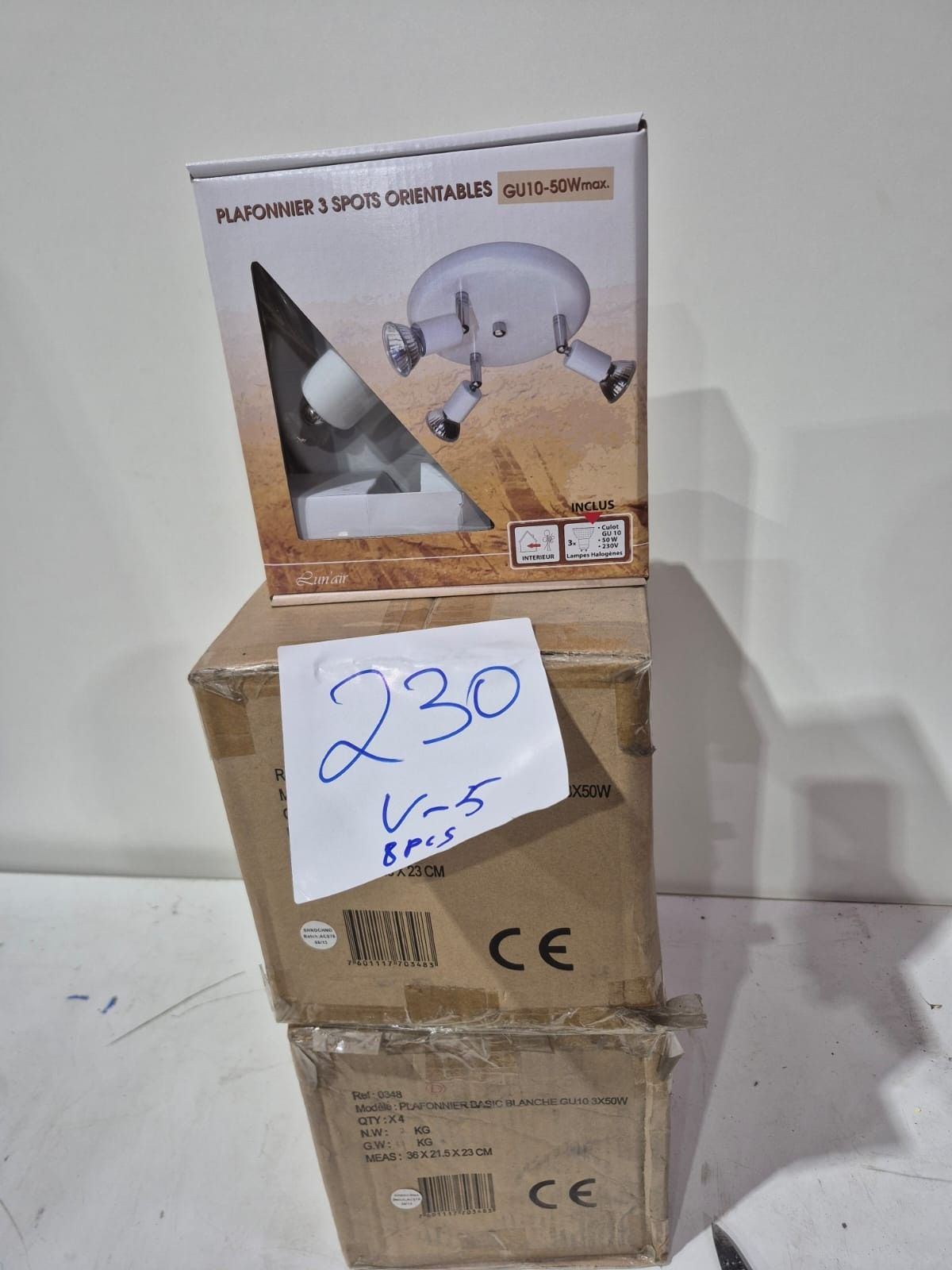 Lot de 8 plafonniers blancs LUN'AIR à 3 spots orientables, r…