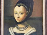 portrait of a young girl in a black and white dress with a black hat