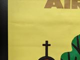 a poster with a picture of a church and a tree on it