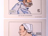 deux dessins humoristiques représentant un homme avec une barbe et une femme avec un turban