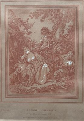 un dessin représentant un homme et une femme assis sur un rocher dans un environnement boisé
