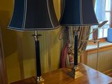 deux lampes posées sur une table dans une pièce