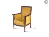 an image of a chair with a yellow upholstered seat