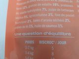 the label of a packet of food is shown on a table
